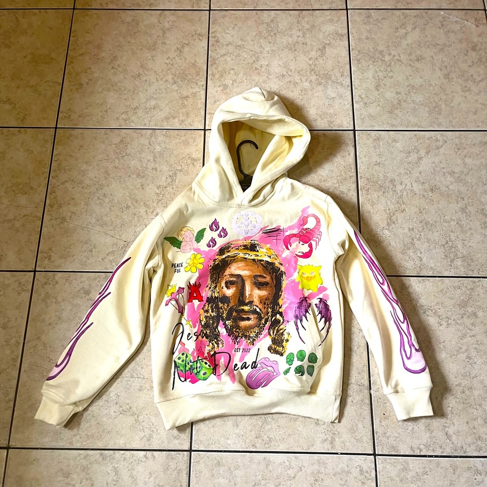 Angelic motion Cream and Pink Artistic Sweater